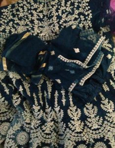Navy Blue Embroidered Anarkali Suit Set