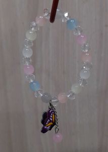Glossy Beaded Bracelet &amp; Golden Stone Work Bangle