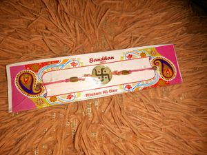Handmade Rakhi with Pearl Beads