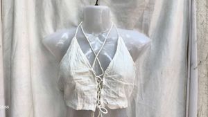 151511. White Lace-Up Halter Top