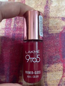 Combo Offer - Lakme 9 To 5 Nail Paint In The Shade Red Alert With 2 Sugar Cosmetics Mini Lipstick ( Shade Hot Apricot And Rust Lust)