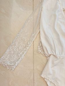 Shein Elegant White Lace Bodysuit