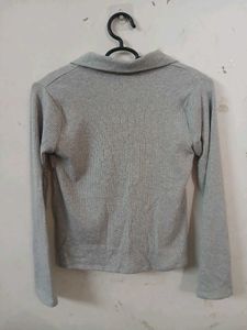 Gray Long Sleeve Top