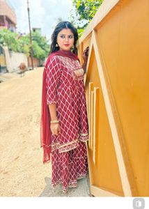 Maroon Printed Sharara Suit