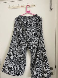 Zebra Print Button Down Blouse With Pants