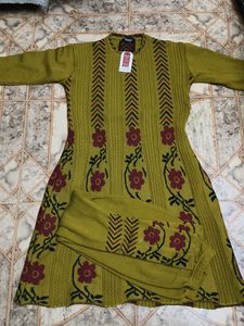 Floral Embroidered woolen kurta set