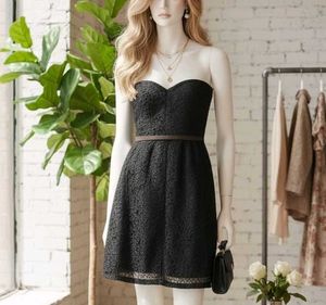 Grey Strapless Lace Dress