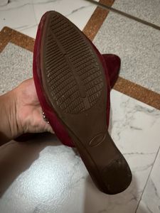 Maroon Velvet Ethnic Mules
