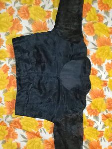 Stand Collar Black Blouse Full Sleeve ............
