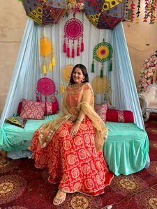 Orange Bandhej Printed Gown