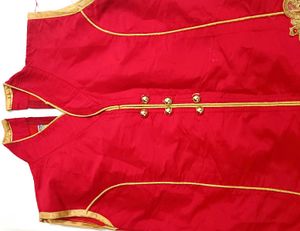 Red &amp; Gold Embroidered Tunic