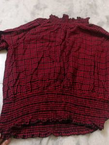 Red &amp; Black Checkered Blouse