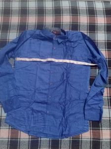 Royal Blue Shirt N White Doted In Cotten Blend 👚