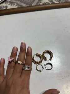 Combo Of 3 Rings And 2 Earrings