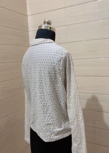 H&amp;M eyelet detail cream long sleeves