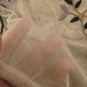 Grey Floral Embroidered net party Top