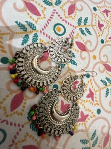 TWO PAIR Of Boho Silver Hoop Earrings