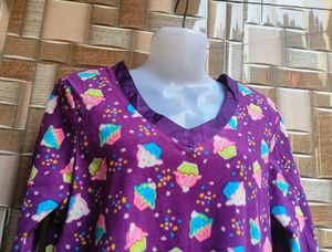 Purple Cupcake Print Long Sweater