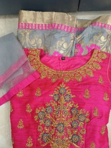 Pink Embroidered Lengha