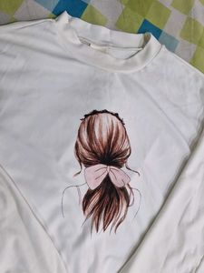 White Graphic Print Sweatshirt