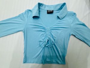 Cute Blue Long Sleeve Top