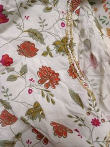Floral Print White Kurta
