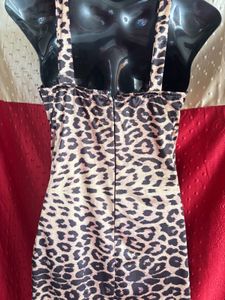 Leopard Print Ruched Slit Bodycon Maxi Dress