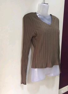 SHEIN Olive Green Ribbed Top