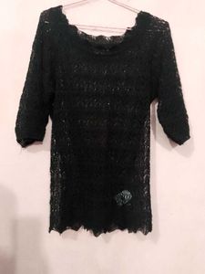 korean Crochet black top