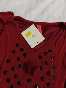 🆕 Maroon Embellished Mini Dress