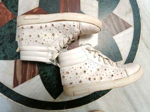💗🔥Stylish White High-Top Sneakers