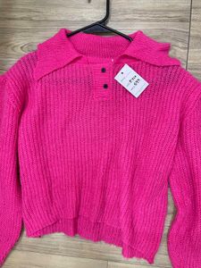 Hot Pink Knit Crosia Top