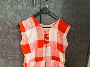 Orange &amp; White Checked Dress