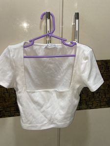 zara sqaure neck cropped top white