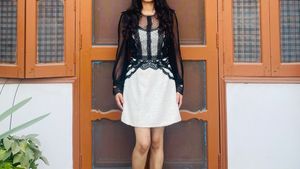 Combo Of Blue Bodycon, Red Netted, Black &amp; White