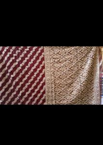 Burgundy & Gold Embroidered Fabric