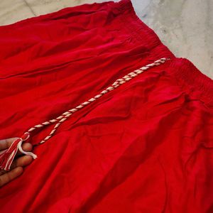 Red Plazo Pant With Pockets