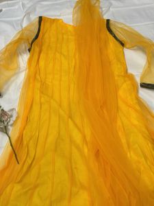 Mango Color Designer Suit Set with Dupatta
