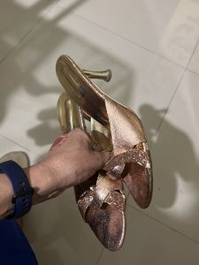 Golden Sequin Heeled Sandal EU 39