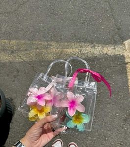 Floral Hair Claw Clip With Clear Tote Bag