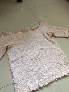 H&amp;M Off-shoulder Powder Pink Top