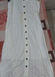 White Eyelet Button-Down Dress size S