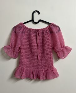 Pink Ruffle Sleeve Top