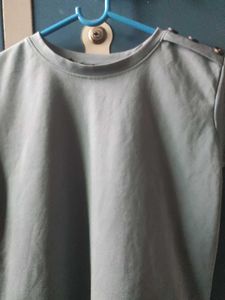 Gray T-Shirt with Shoulder Detail