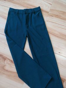 Teal Ribbed Wide Leg Pants/Trousers