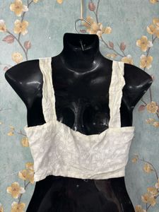 White Embroidered Crop Top