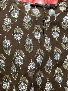 Brown Printed Kurta Set