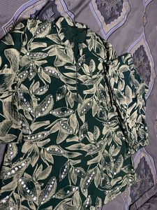 Green Floral Print Co Ord Set