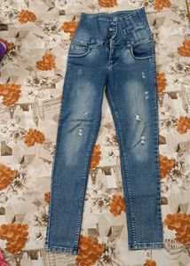 Blue High Waist Skinny Fit Jeans (4 Button