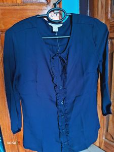 FOREVER 21 Navy Ruffle shirt